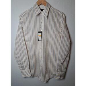 2 Joseph Abboud Mens S Blue&Beige Striped Long Sleeve Light Weight Shirts